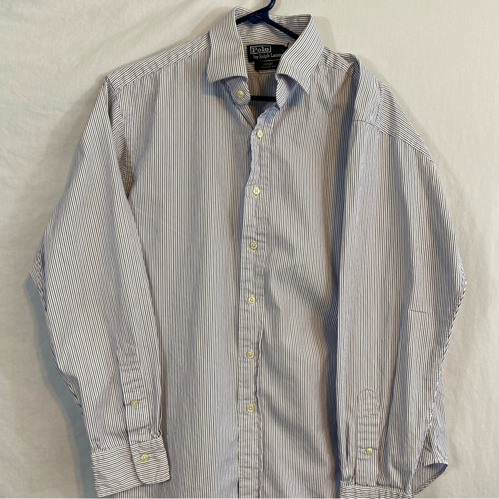 Polo Ralph Lauren blue pinstripe men’s shirt size 16.5 34/35